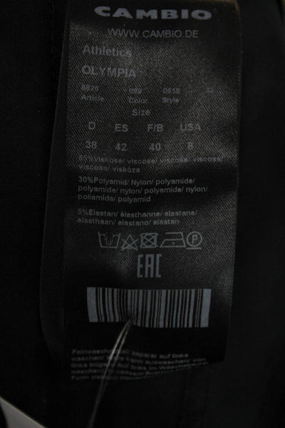 Cambio Womens Floral Viscose Ankle Pants Black Button Petite Size 8