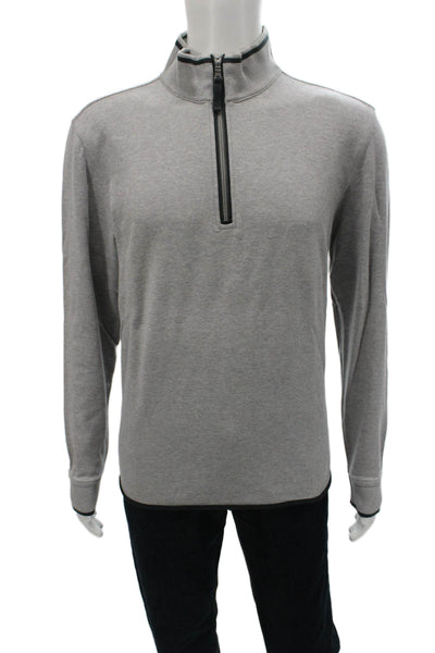 Boss Hugo Boss Men Gray Cotton Mock Neck Pullover Sweater Long Sleeve Size XL