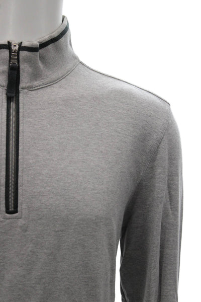 Boss Hugo Boss Men Gray Cotton Mock Neck Pullover Sweater Long Sleeve Size XL