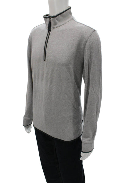 Boss Hugo Boss Men Gray Cotton Mock Neck Pullover Sweater Long Sleeve Size XL