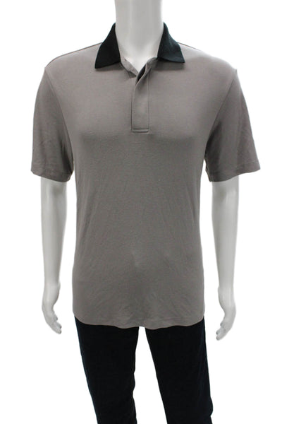 Theory Mens Short Sleeves Kayser Polo Shirt Grey Black Size Large