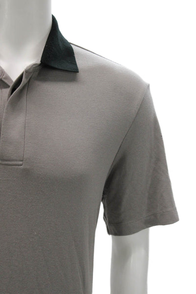 Theory Mens Short Sleeves Kayser Polo Shirt Grey Black Size Large