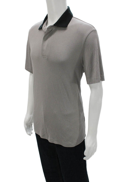 Theory Mens Short Sleeves Kayser Polo Shirt Grey Black Size Large