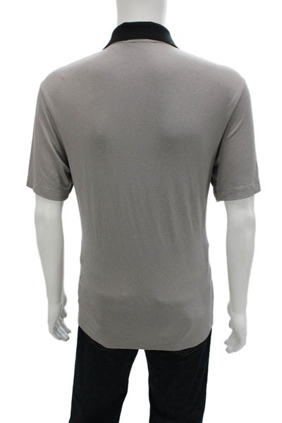 Theory Mens Short Sleeves Kayser Polo Shirt Grey Black Size Large