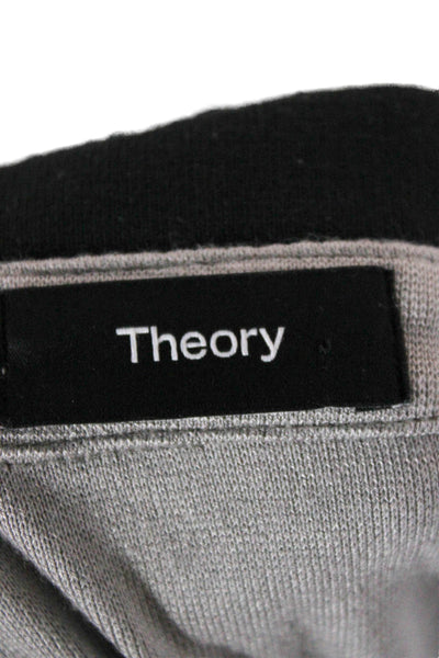 Theory Mens Short Sleeves Kayser Polo Shirt Grey Black Size Large