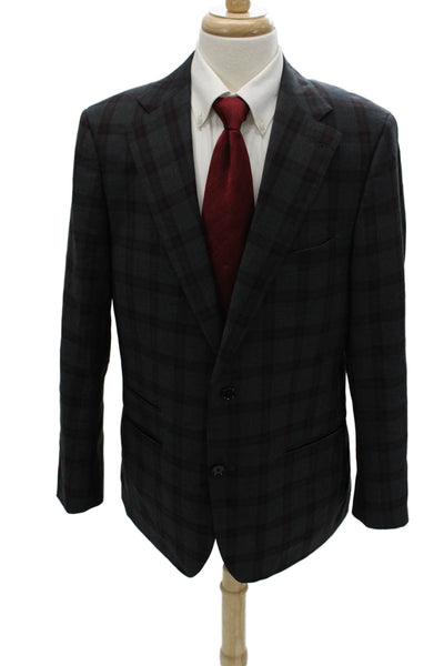 Indochino Mens 2 Piece Sport Coat Gray Wool Plaid Size 44
