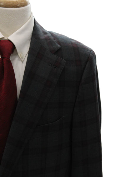Indochino Mens 2 Piece Sport Coat Gray Wool Plaid Size 44