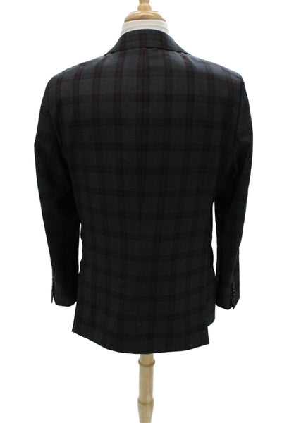 Indochino Mens 2 Piece Sport Coat Gray Wool Plaid Size 44