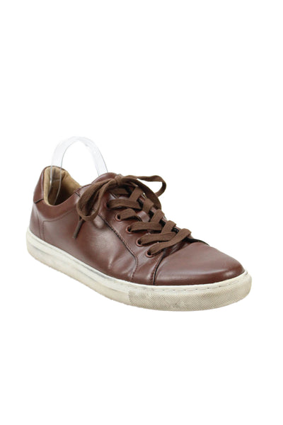 Banana Republic Mens Faux Leather Low Top Lace Up Sneakers Brown Size 11