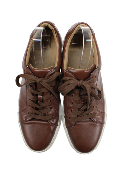 Banana Republic Mens Faux Leather Low Top Lace Up Sneakers Brown Size 11