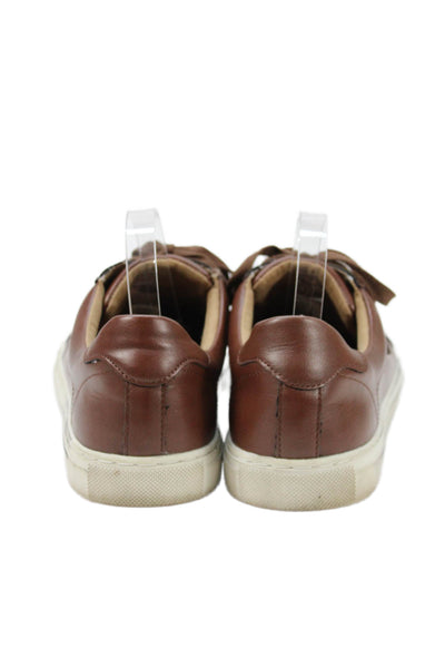 Banana Republic Mens Faux Leather Low Top Lace Up Sneakers Brown Size 11