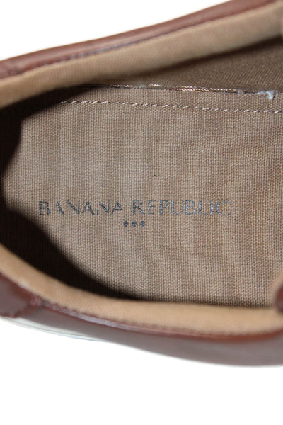 Banana Republic Mens Faux Leather Low Top Lace Up Sneakers Brown Size 11