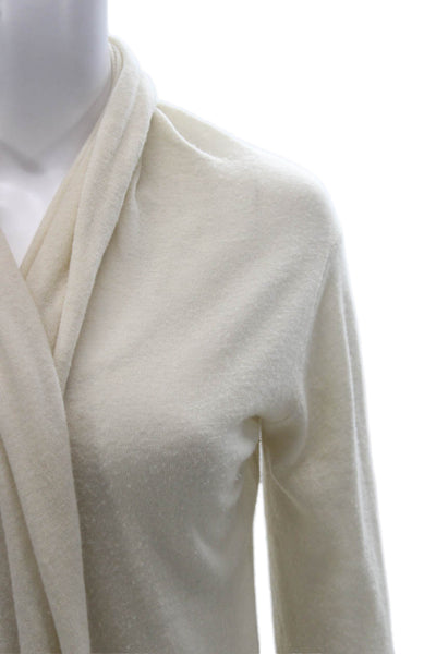 Club Monaco Women Cashmere Cowl Neck Cardigan Ivory Long Sleeve Petite Size S