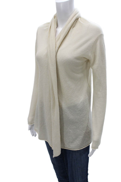Club Monaco Women Cashmere Cowl Neck Cardigan Ivory Long Sleeve Petite Size S
