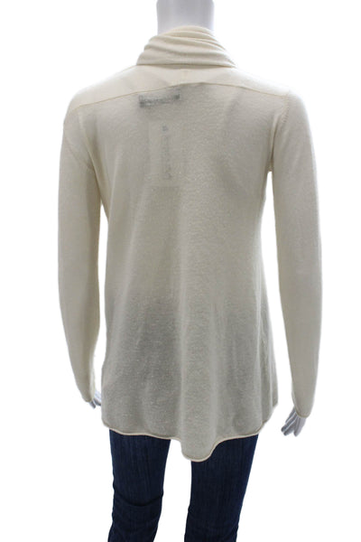 Club Monaco Women Cashmere Cowl Neck Cardigan Ivory Long Sleeve Petite Size S