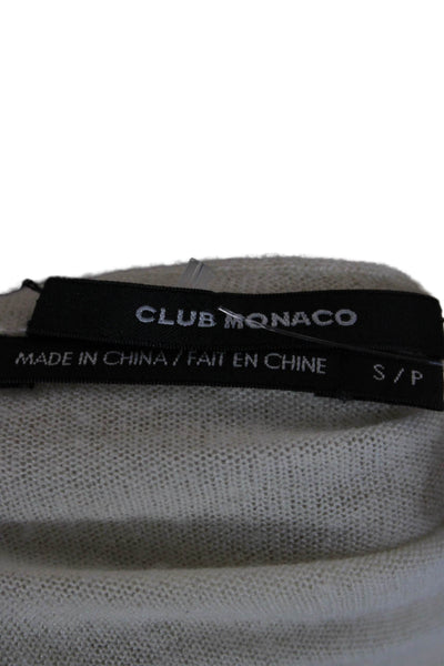 Club Monaco Women Cashmere Cowl Neck Cardigan Ivory Long Sleeve Petite Size S