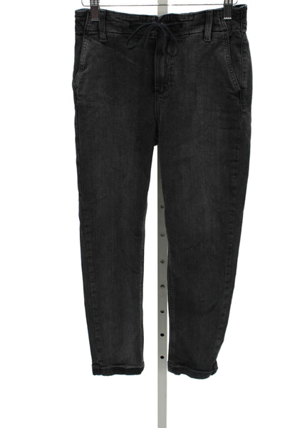 Paige Womens Tapered Jeans Black Rayon Drawstring Inseam 26 Size 26