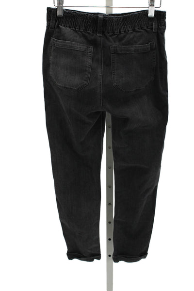 Paige Womens Tapered Jeans Black Rayon Drawstring Inseam 26 Size 26