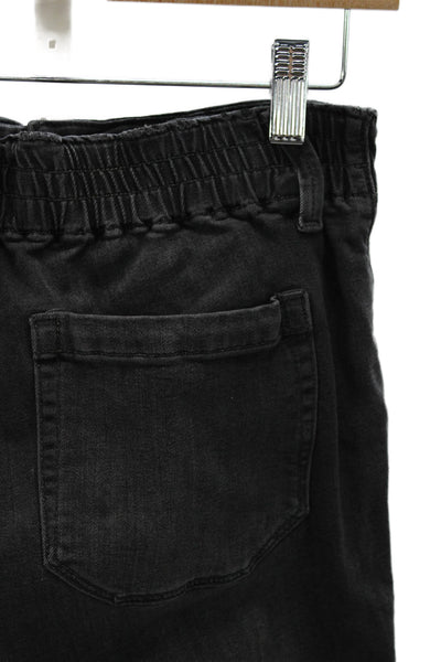 Paige Womens Tapered Jeans Black Rayon Drawstring Inseam 26 Size 26