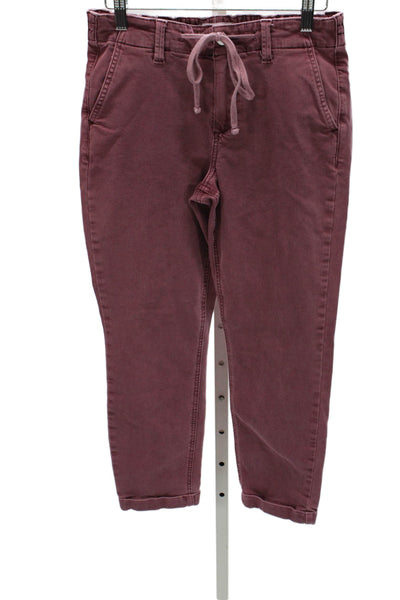 Paige Womens Chino Pants Red Cotton Drawstring Size 26