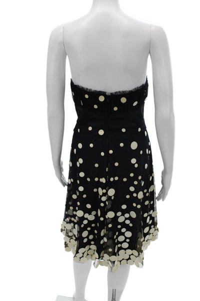 Badgley Mischka Women Fit & Flare Black Polka Dot Dress Sweetheart Size 12