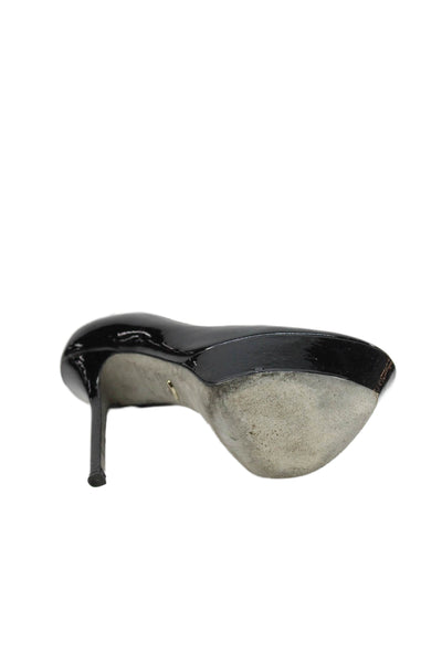 Sergio Rossi Womens Patent Leather Platform High Heels Black Size 6