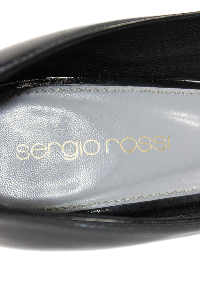Sergio Rossi Womens Patent Leather Platform High Heels Black Size 6