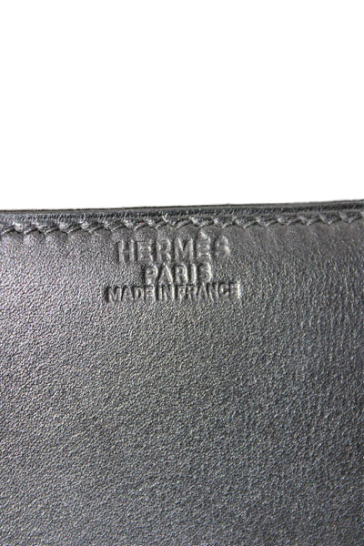 Hermes Womens Leather Adjustable Constance 24 Silver Hardware Flap Handbag Black