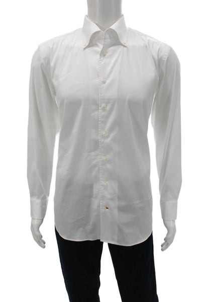 Daniel Cremieux Mens Solid Long Sleeve Button Up Shirt White Size L