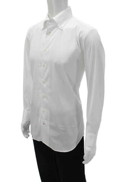 Daniel Cremieux Mens Solid Long Sleeve Button Up Shirt White Size L