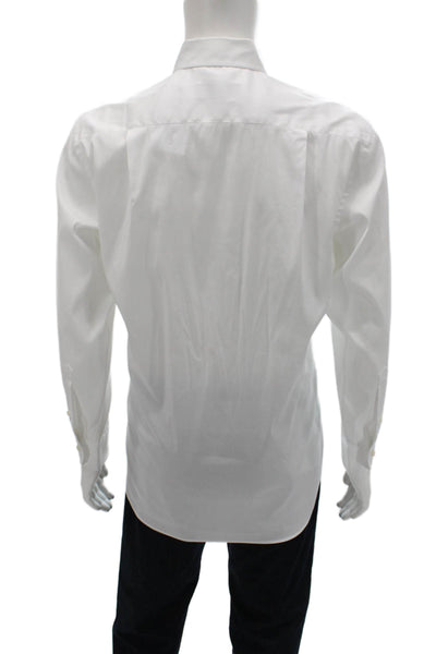 Daniel Cremieux Mens Solid Long Sleeve Button Up Shirt White Size L