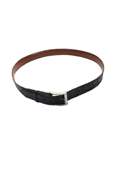 Barneys New York Womens Crocodile Classic Belt Dark Brown Size 36