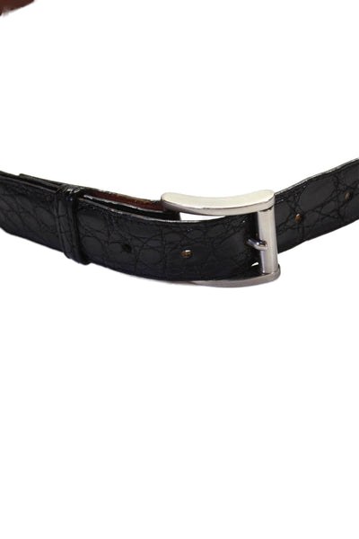 Barneys New York Womens Crocodile Classic Belt Dark Brown Size 36