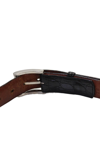 Barneys New York Womens Crocodile Classic Belt Dark Brown Size 36