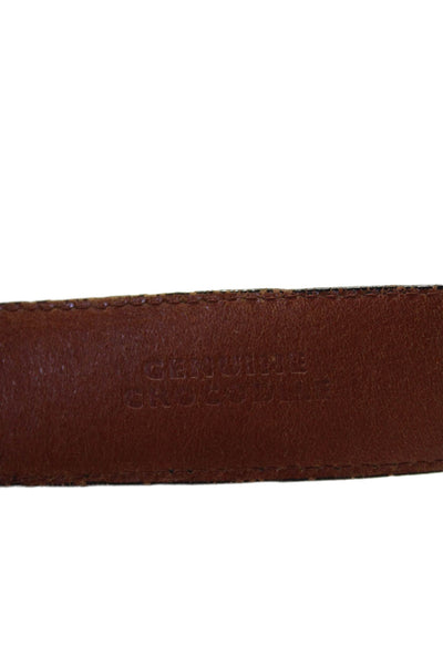 Barneys New York Womens Crocodile Classic Belt Dark Brown Size 36