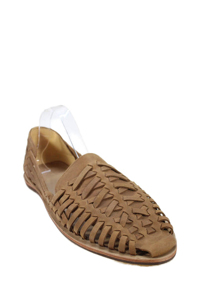 Nisolo Women's Braided Slip-On Flat Shoes Brown Size 10
