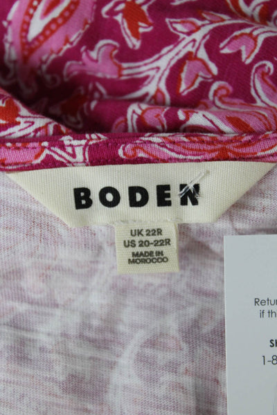 Boden Womens Shift Dress Pink Cotton Boat Neck Short Sleeve Mid-Calf Size 22