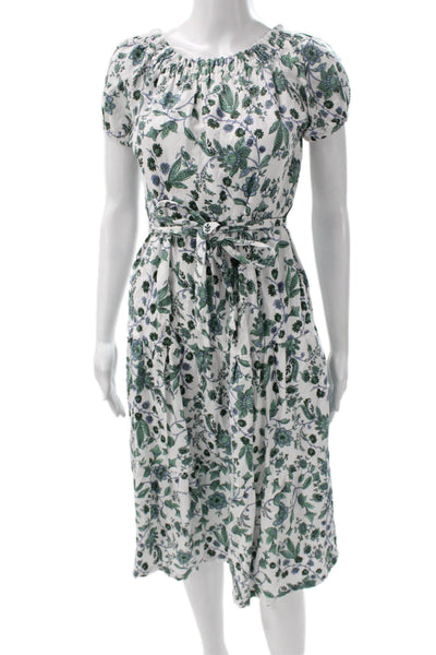 Saks Fifth Avenue Womens White Floral Linen Blend Off Shoulder Sundress Size M