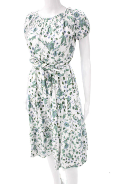 Saks Fifth Avenue Womens White Floral Linen Blend Off Shoulder Sundress Size M