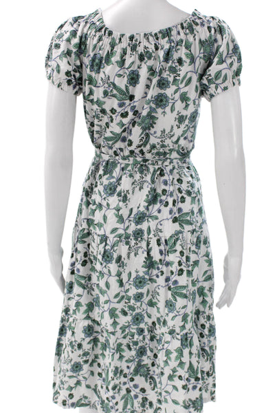 Saks Fifth Avenue Womens White Floral Linen Blend Off Shoulder Sundress Size M