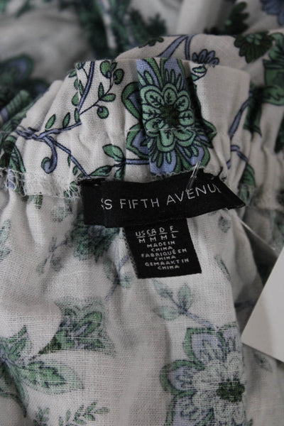 Saks Fifth Avenue Womens White Floral Linen Blend Off Shoulder Sundress Size M