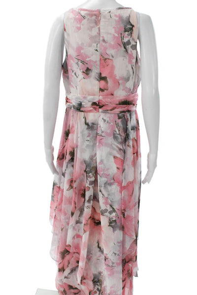 R&M Richards Womens Maxi Dress Pink Sleeveless Zip Round Neck Size 14