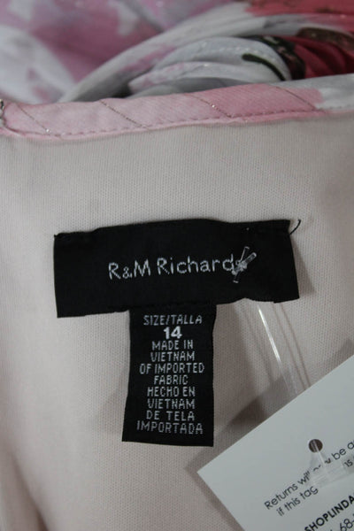 R&M Richards Womens Maxi Dress Pink Sleeveless Zip Round Neck Size 14