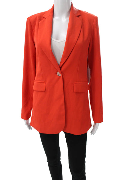 six/fifty Womens Blazer Orange Polyester Button Long Sleeve Size XS