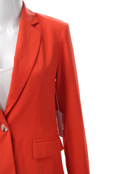 six/fifty Womens Blazer Orange Polyester Button Long Sleeve Size XS