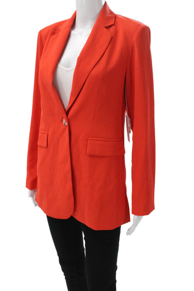six/fifty Womens Blazer Orange Polyester Button Long Sleeve Size XS
