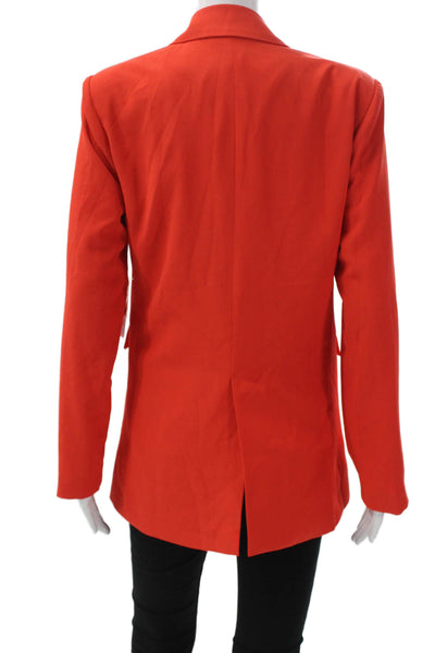 six/fifty Womens Blazer Orange Polyester Button Long Sleeve Size XS