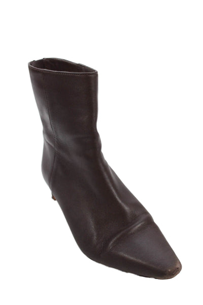 J Crew Womens Back Zip Block Heel Leather Ankle Booties Brown Size 9