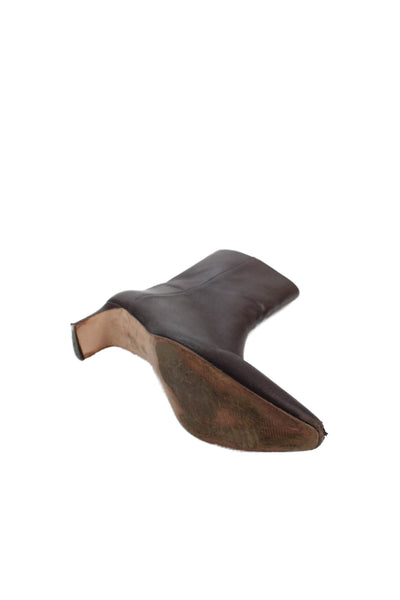 J Crew Womens Back Zip Block Heel Leather Ankle Booties Brown Size 9