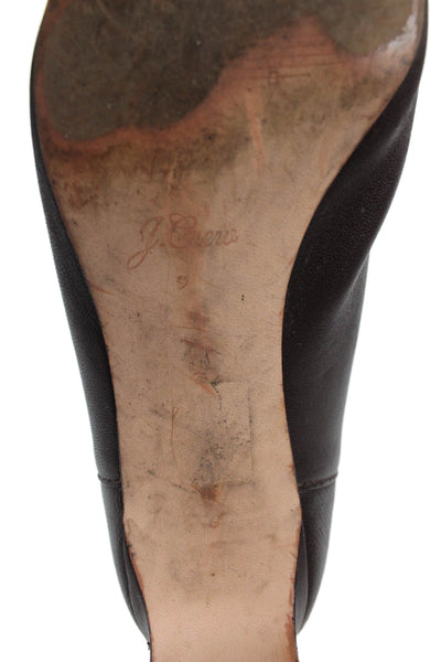 J Crew Womens Back Zip Block Heel Leather Ankle Booties Brown Size 9